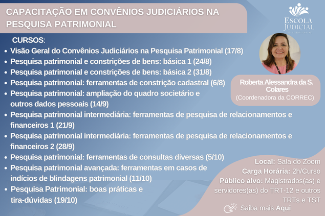 Capacitação em Convênios Judiciários na Pesquisa Patrimonial - TRT12